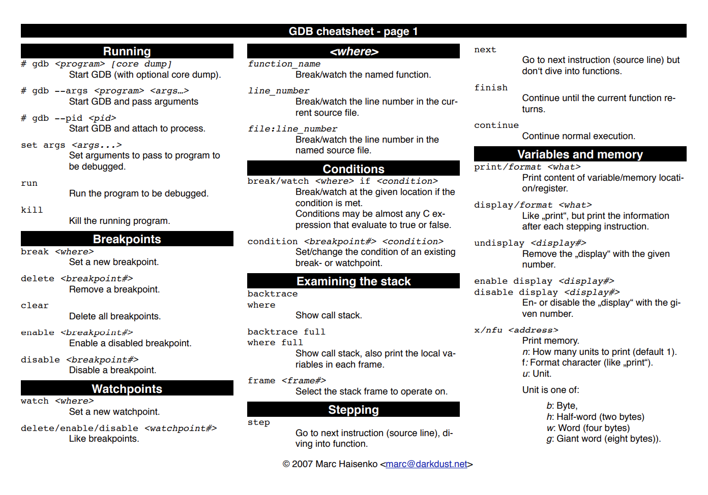 GDB cheatsheet 1