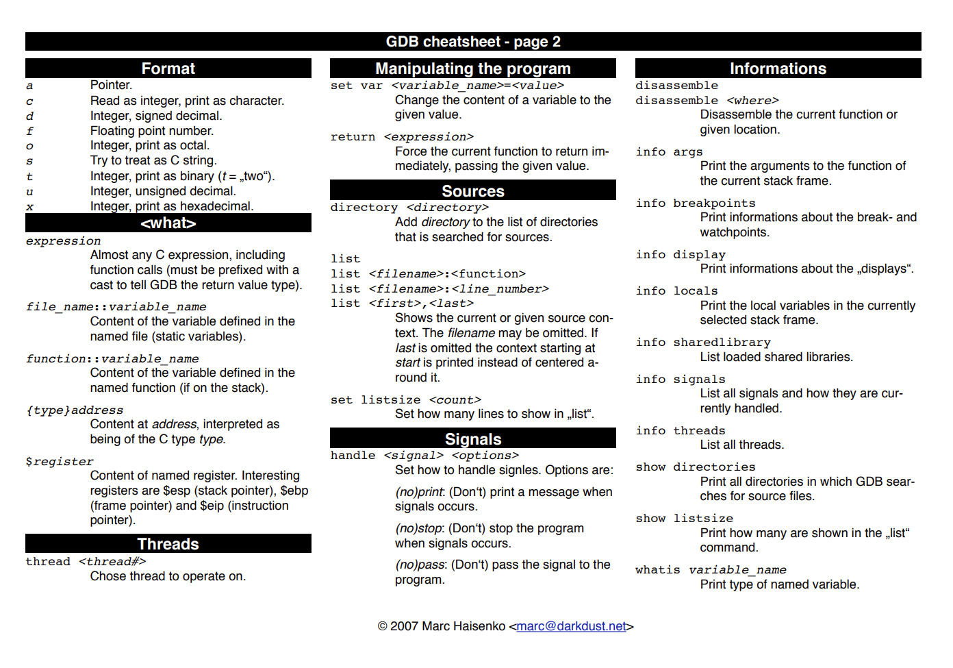 GDB cheatsheet 2